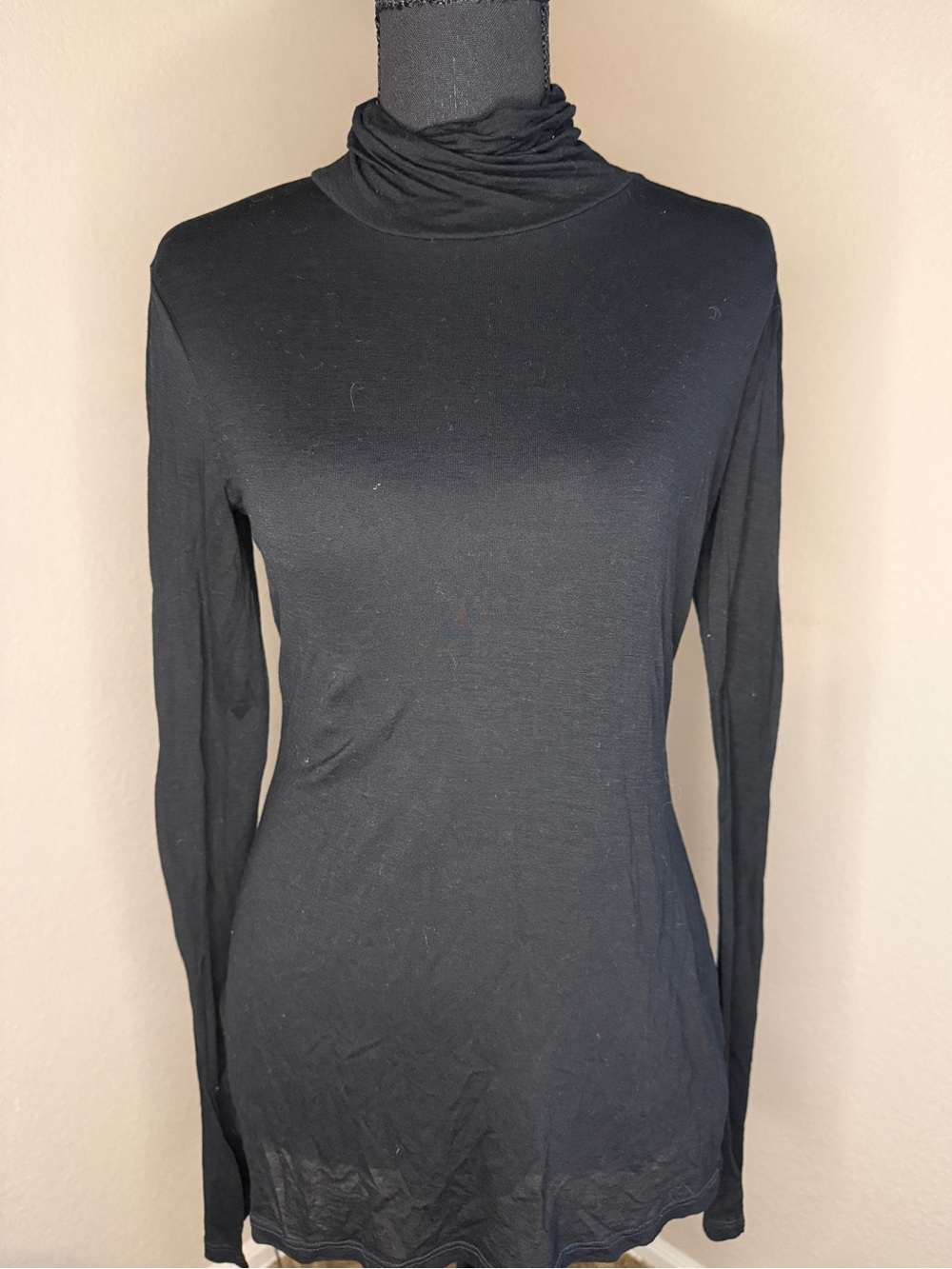 James Perse Black Long-Sleeve Turtleneck Top